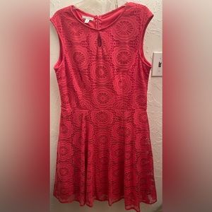 Fuchsia eyelet lace plus size dress